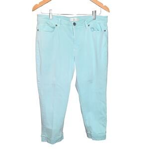 J. Jill Denim Authentic Fit Womens Mint GreenCuffed Cropped Jeans Size 12